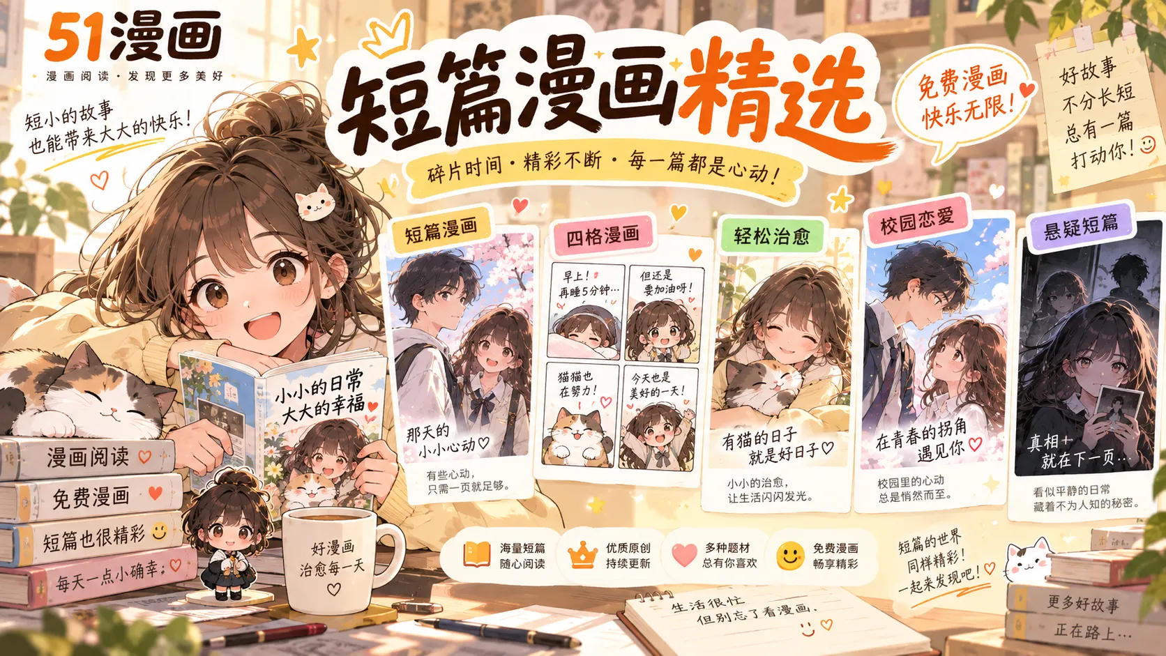 窗边四格短篇漫画封面